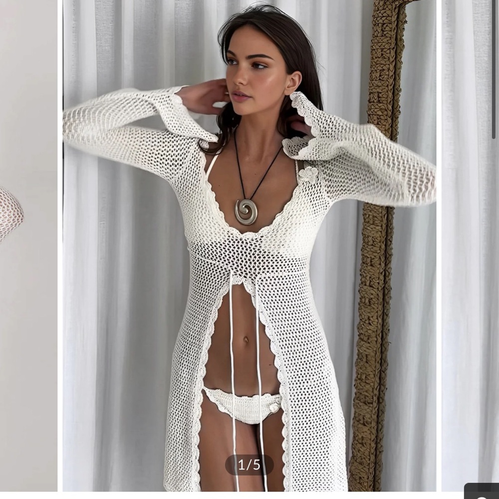 White crochet swim cover up